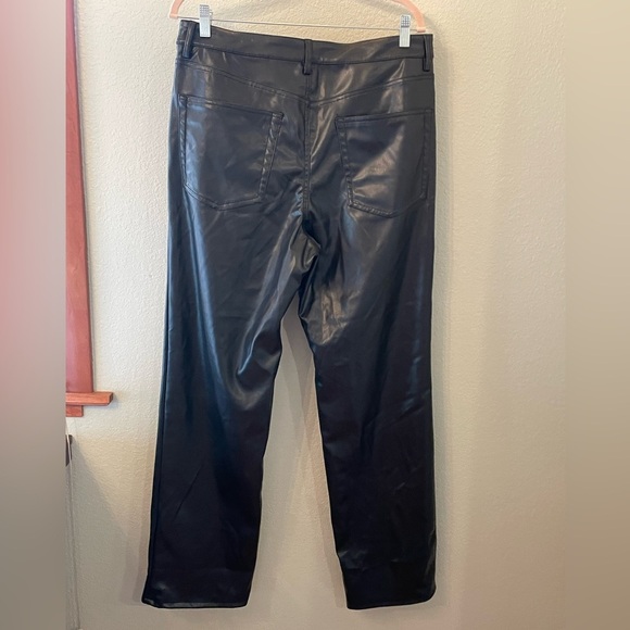 H&M Black Leather Vegan Pants 12 Emo Goth punk biker whimsygoth indie rave - Picture 2 of 10